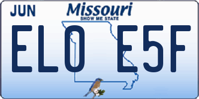 MO license plate EL0E5F