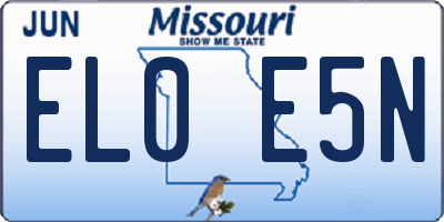 MO license plate EL0E5N