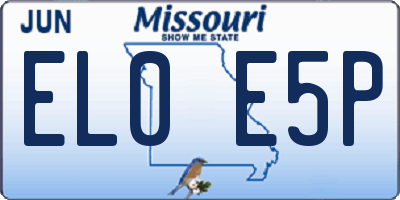 MO license plate EL0E5P