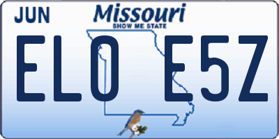 MO license plate EL0E5Z