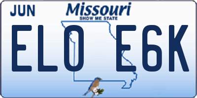 MO license plate EL0E6K