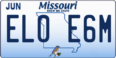 MO license plate EL0E6M