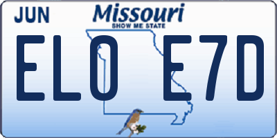 MO license plate EL0E7D
