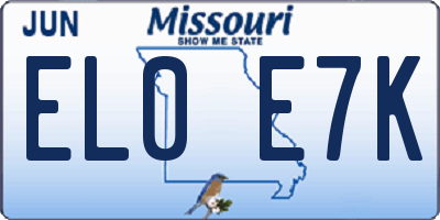 MO license plate EL0E7K