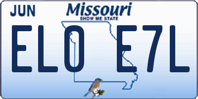 MO license plate EL0E7L