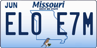 MO license plate EL0E7M