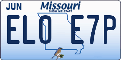 MO license plate EL0E7P