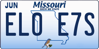 MO license plate EL0E7S
