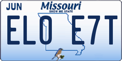 MO license plate EL0E7T