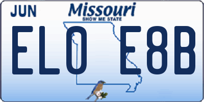 MO license plate EL0E8B