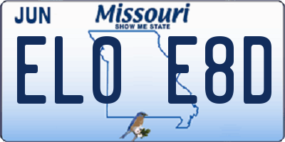 MO license plate EL0E8D