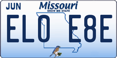 MO license plate EL0E8E