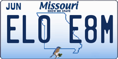 MO license plate EL0E8M