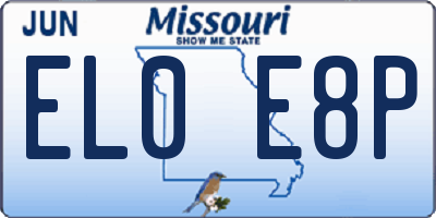 MO license plate EL0E8P