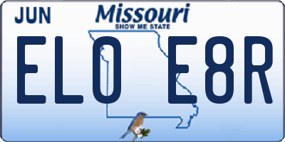 MO license plate EL0E8R