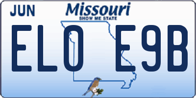 MO license plate EL0E9B
