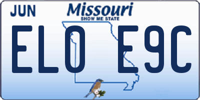 MO license plate EL0E9C