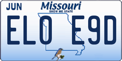 MO license plate EL0E9D