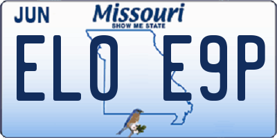 MO license plate EL0E9P