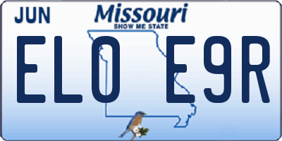 MO license plate EL0E9R