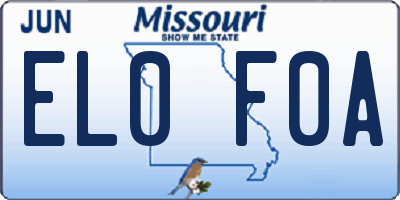 MO license plate EL0F0A
