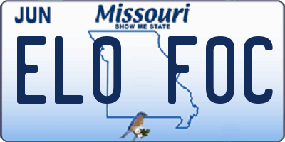 MO license plate EL0F0C