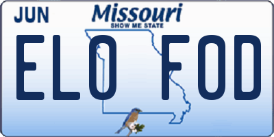 MO license plate EL0F0D