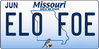 MO license plate EL0F0E