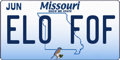 MO license plate EL0F0F