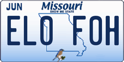 MO license plate EL0F0H