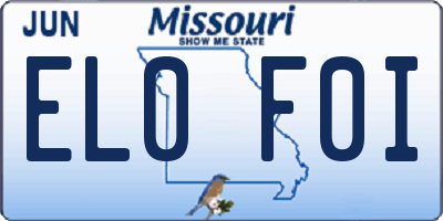MO license plate EL0F0I