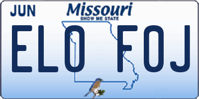 MO license plate EL0F0J