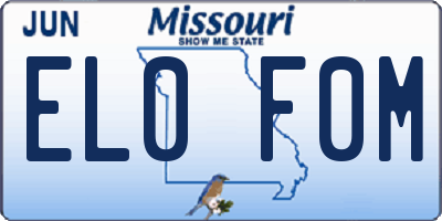 MO license plate EL0F0M