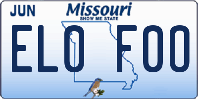 MO license plate EL0F0O