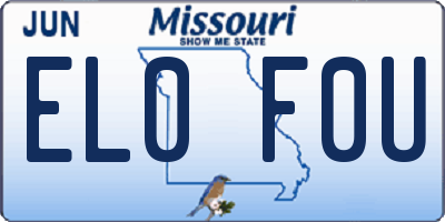 MO license plate EL0F0U