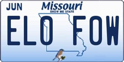 MO license plate EL0F0W