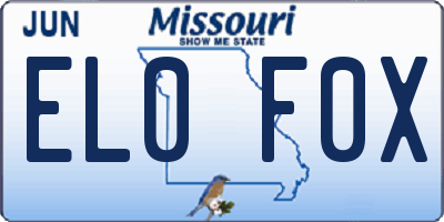 MO license plate EL0F0X