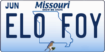 MO license plate EL0F0Y