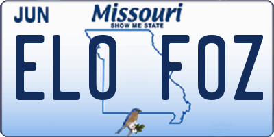 MO license plate EL0F0Z