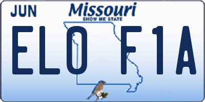 MO license plate EL0F1A