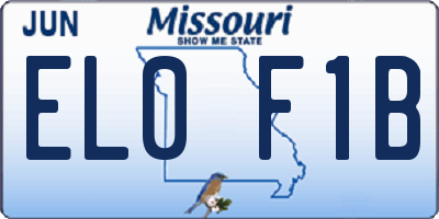 MO license plate EL0F1B