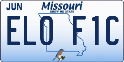 MO license plate EL0F1C