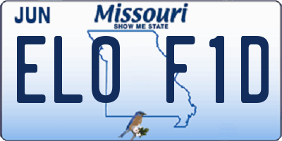 MO license plate EL0F1D