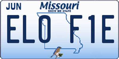 MO license plate EL0F1E