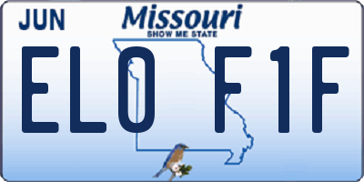 MO license plate EL0F1F