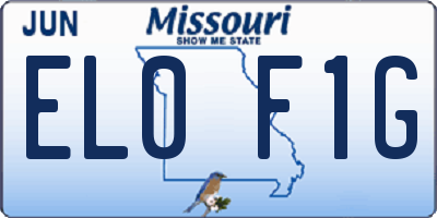MO license plate EL0F1G
