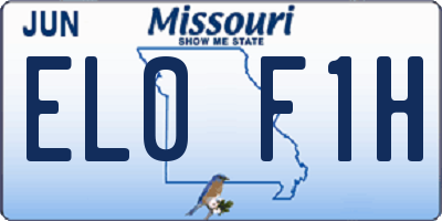 MO license plate EL0F1H