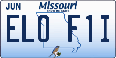 MO license plate EL0F1I