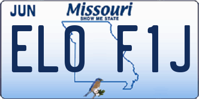 MO license plate EL0F1J