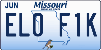 MO license plate EL0F1K